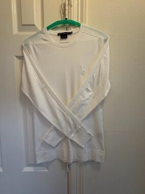 Ralph Lauren White Crewneck Sweater with Embroidered Polo Pony